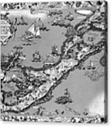 The Bermuda Islands Vintage Pictorial Map 1930 Black And White Acrylic Print