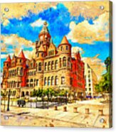 The Dallas County Courthouse - Digital Painting With A Vintage Look Acrylic Print