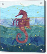 The Fantastic Seahorse In The Ocean - A Surrealist Hippocampus Horse Acrylic Print