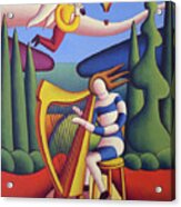 The Harpist With Angel Acrylic Print