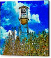The Iconic Water Tower In Yuba City, California - Impressionist Painting Acrylic Print