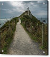 The Nugget Point Lighthouse On A Moody And Cloudy Afternoon Acrylic Print