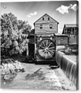 The Pigeon Forge Mill Old Mill Pigeon Forge Tennessee Black And White Acrylic Print