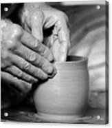 The Potter's Hands Bw Acrylic Print