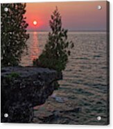 The Sentinel Cedar -  The Iconic  Cedar Watching Over Lake Michigan At Cave Point 2 - Door County Wi Acrylic Print