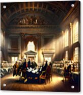 The Signing Of The Declaration Of Independence, In A Grand Historical Painting Style Acrylic Print