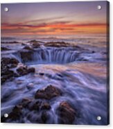 Thor's Well At Sunset Acrylic Print