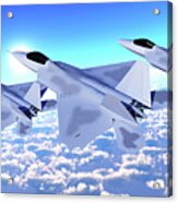 Three F-22 Fighter Jets Acrylic Print