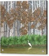 Egret On Tibbee Creek Acrylic Print