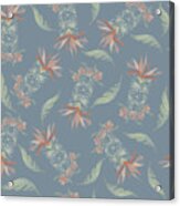 Tiki Floral Pattern Acrylic Print