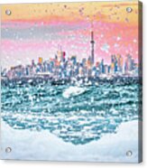 Toronto Skyline Icy Splashes Acrylic Print