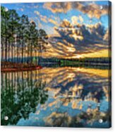 Trees And Vibrant Sky, Lake Keowee, South Carolina Acrylic Print