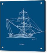 Tserniki - Traditional Greek Sailing Ship - Blueprint Acrylic Print