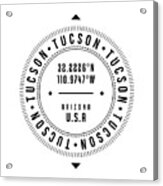 Tucson, Arizona, Usa - 1 - City Coordinates Typography Print - Classic, Minimal Acrylic Print
