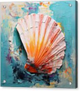 Turquoise And Orange Shell - Orange Color Paintings Acrylic Print
