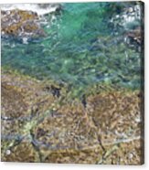 Turquoise Blue Water And Rocks On The Coast Acrylic Print