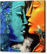 Two Lovers 01 Blue And Orange Acrylic Print