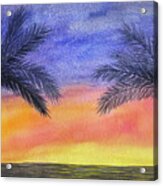 Two Palm Trees At Sunset Acrylic Print