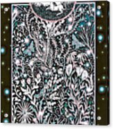 Unicorn Garden Tapestry Design In Black, Pink And Light Green Acrylic Print