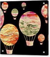 Up In The Air Happy Hot Air Balloons At Night Watercolor Iii Acrylic Print