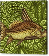 Upsidedown Catfish Floral Tapestry Acrylic Print