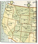 Usa Western States Map 1895 Acrylic Print