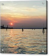 Venetian Lagoon Travel - Sailing On The Silky Sunpath Acrylic Print