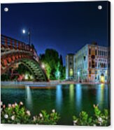 Venice Panorama On Canal Grande By Night Acrylic Print