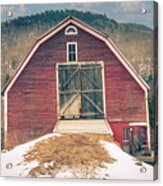 Vermont Red Barn In Winter Acrylic Print
