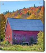 Vermont Route 100 Red Barn Acrylic Print