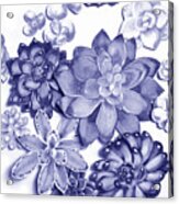 Very Peri Purple Blue Succulent Plants Garden Watercolor Interior Art X Acrylic Print