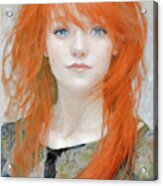Very Red Hair Beauty Acrylic Print