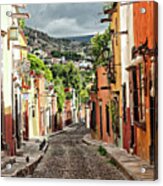 Vibrant Street In San Miguel De Allende Acrylic Print