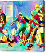 Vintage American Football In Vibrant Painterly Colors 20200516 Acrylic Print