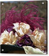 Vintage Hat With Fabric Roses Acrylic Print