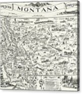 Vintage Montana Frontier Pioneer Map 1937 Acrylic Print