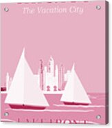 Vintage Travel Chicago Lakefront Candy Pink Acrylic Print