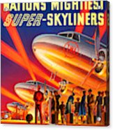 Vintage T W A Trans World Airlines Super Skyliners Aviation Travel Poster Acrylic Print