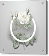 Vintage White Rose Of York Minimalist Floral Geometric Circle Art N.657 Acrylic Print