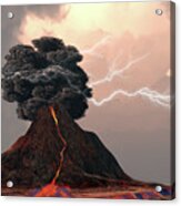 Volcano And Lightning Acrylic Print