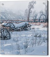 Wagons In The Snow, Grand Tetons Acrylic Print