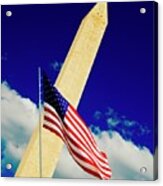 Washington Monument And Flag Acrylic Print