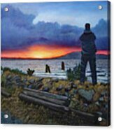 Watch Sunset On Oregon Coast Acrylic Print