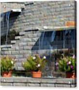 Water Wall With Flowers Acrylic Print