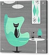 Egg Chair In Aqua Nd Gray Acrylic Print