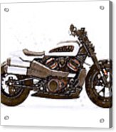 Watercolor Harley-davidson Sportster - Oryginal Artwork By Vart. Acrylic Print