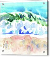 Watercolor Wave On Sea Painting Acrylic Print