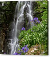 Waterfall With Flowers Acrylic Print