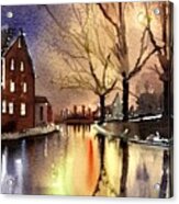 Waterloo Village, Morris Canal At Night 1 Acrylic Print
