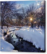 Watery Winterscape -  Snow-frosted Anthony Branch Creek In Wi Acrylic Print